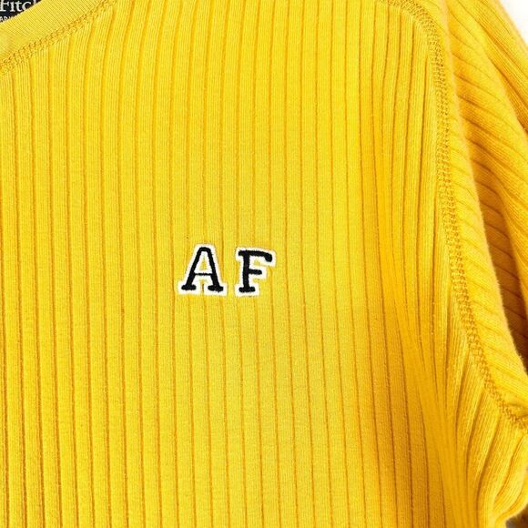 Vintage Abercrombie & Fitch Y2K Muscle Ribbed Sweater Size Large Yellow V-Neck - Picture 3 of 9